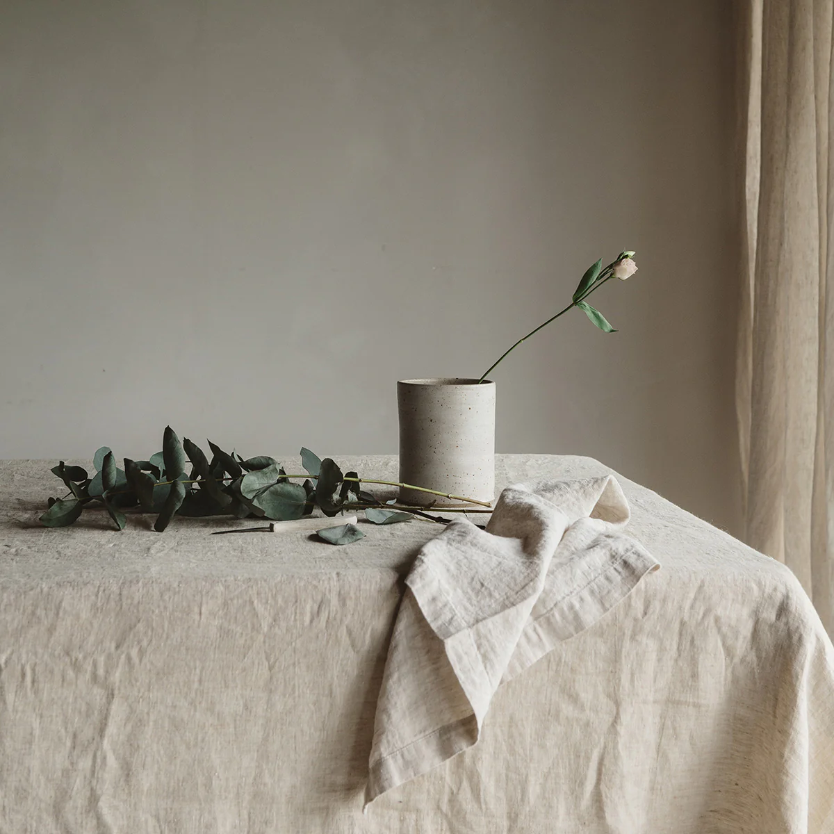 TEA TOWEL, Linen, White/Plum